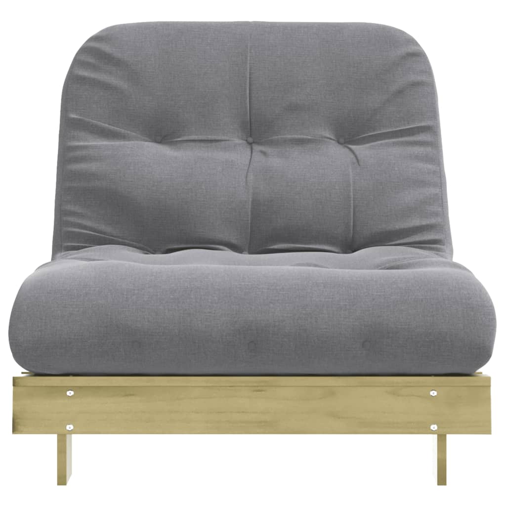 Futon Sofa Bed with Mattress 90x206x11 cm made from impregnated wood pine, showcasing its stylish design in a living room setting.
