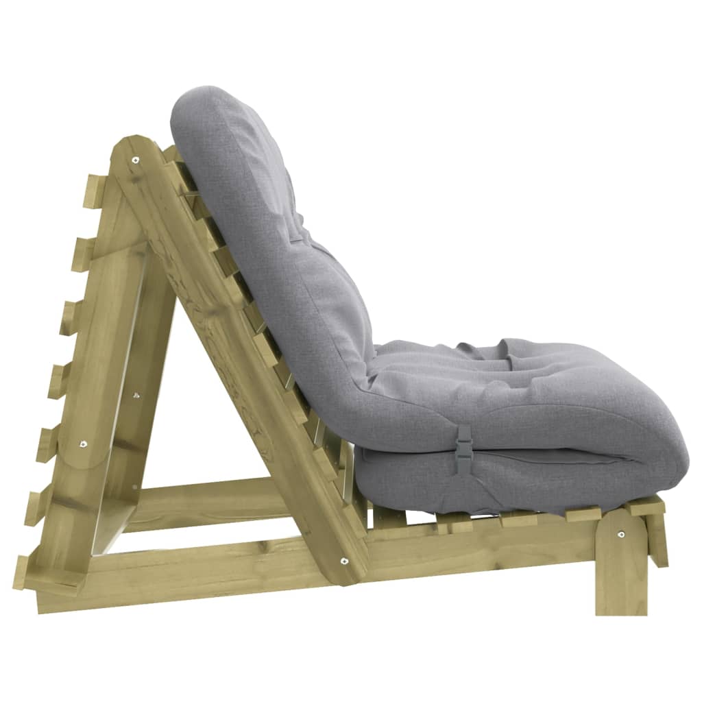Side view of Futon Sofa Bed with Mattress 90x206x11 cm illustrating the adjustable backrest feature for versatile seating options.