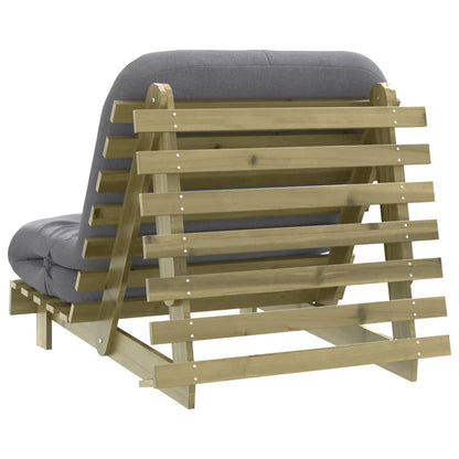 Close-up of the Futon Sofa Bed with Mattress 90x206x11 cm, highlighting the durable impregnated pinewood construction and comfortable foam mattress.