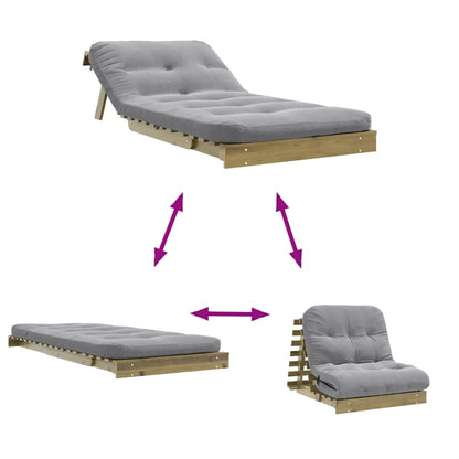 Futon Sofa Bed with Mattress 90x206x11 cm in a folded position, demonstrating its easy storage capability for compact living spaces.