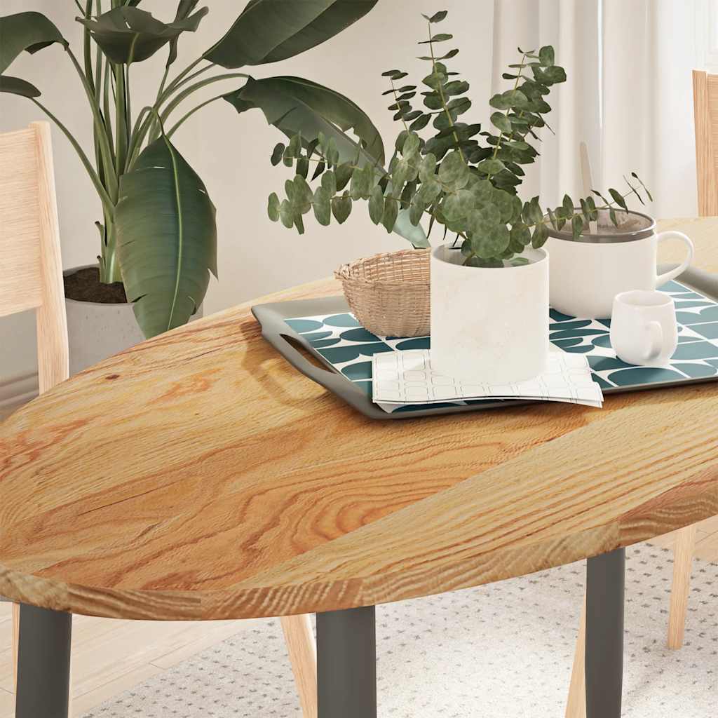 Table Top Light Brown 120x60x2 cm Solid Wood Oak Oval