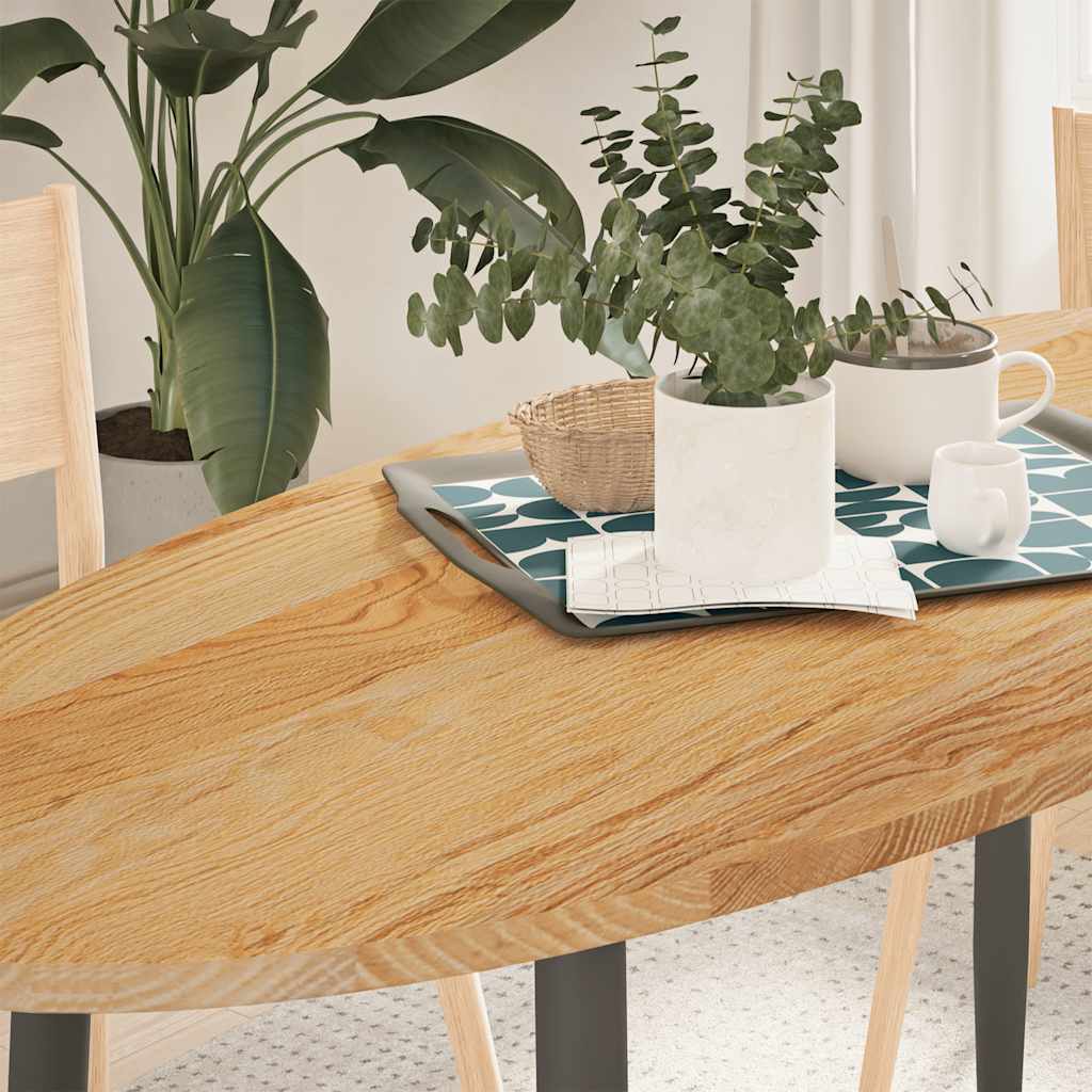Table Top Light Brown 140x60x2 cm Solid Wood Oak Oval