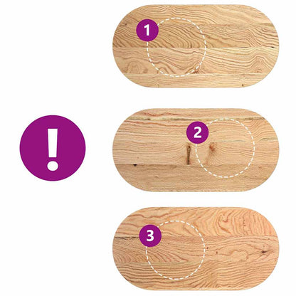 Table Top 100x50x2 cm Solid Wood Oak Oval