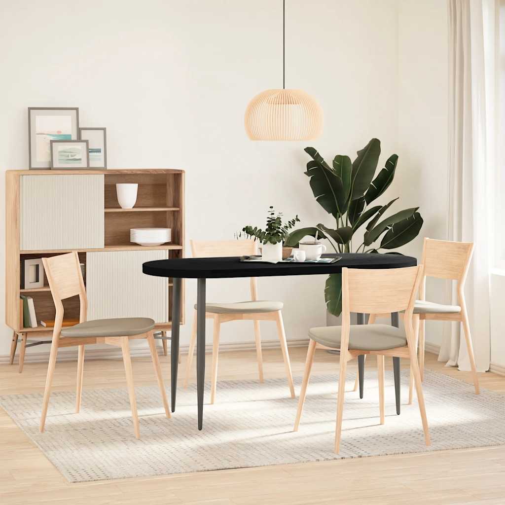 Table Top Dark Brown 140x60x4 cm Solid Wood Oak Oval