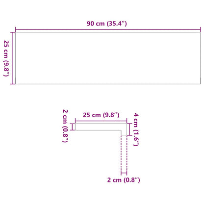 Window Sills 2 pcs Untreated 90x25x2 cm Solid Wood Oak