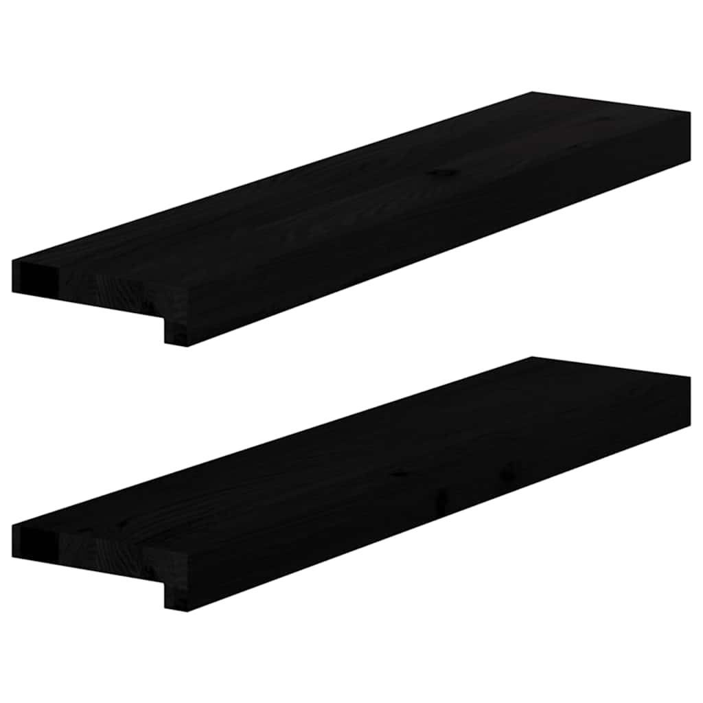 Window Sills 2 pcs Brown Black 70x15x2 cm Solid Wood Oak
