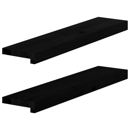 Window Sills 2 pcs Brown Black 70x15x2 cm Solid Wood Oak