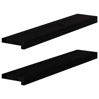 Window Sills 2 pcs Brown Black 80x15x2 cm Solid Wood Oak
