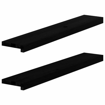 Window Sills 2 pcs Brown Black 90x15x2 cm Solid Wood Oak