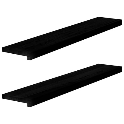 Window Sills 2 pcs Brown Black 110x20x2 cm Solid Wood Oak