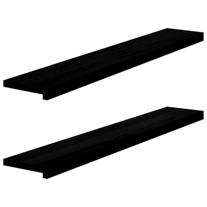 Window Sills 2 pcs Brown Black 120x20x2 cm Solid Wood Oak
