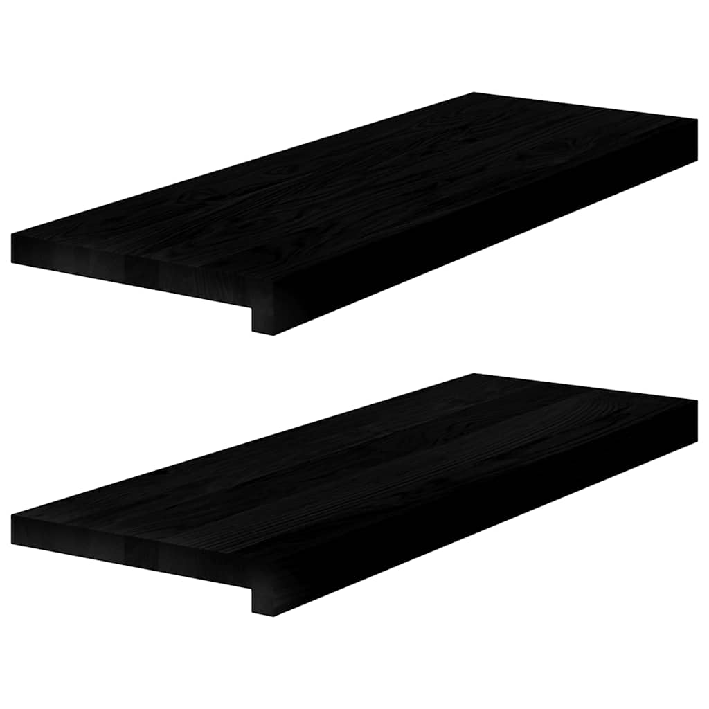 Window Sills 2 pcs Brown Black 70x25x2 cm Solid Wood Oak