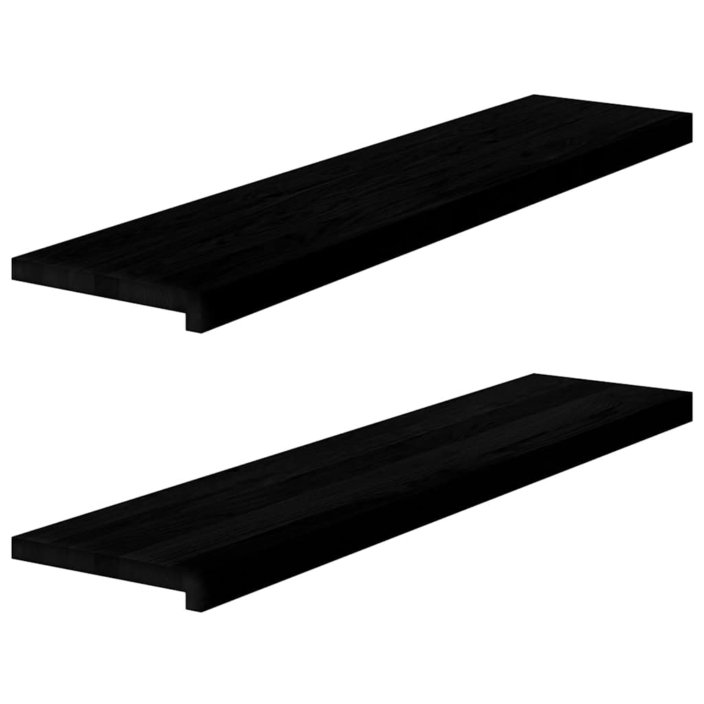 Window Sills 2 pcs Brown Black 110x25x2 cm Solid Wood Oak