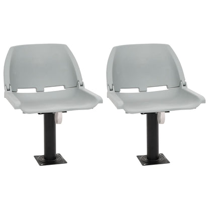 4 Piece Foldable Boat Seat Set No Pillow Grey 48x51x41 cm