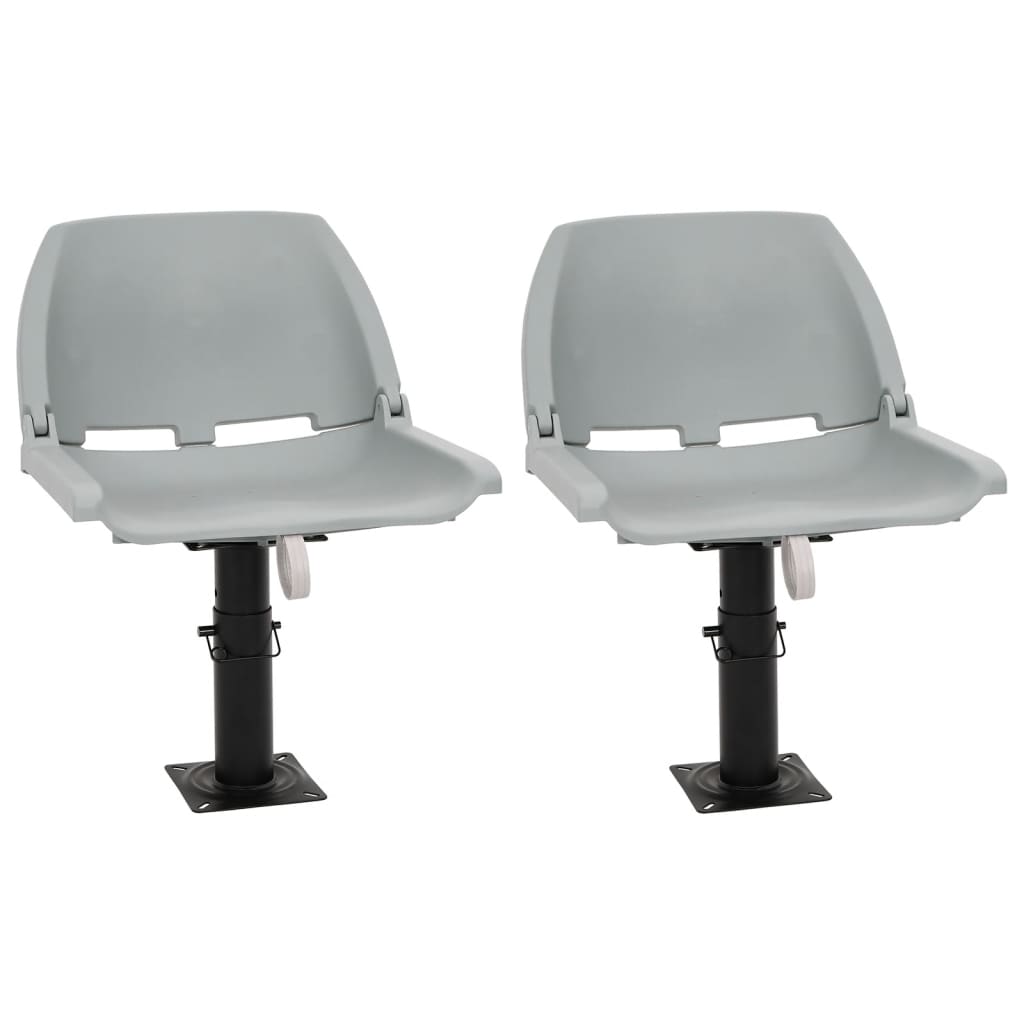 4 Piece Foldable Boat Seat Set No Pillow Grey 48x51x41 cm