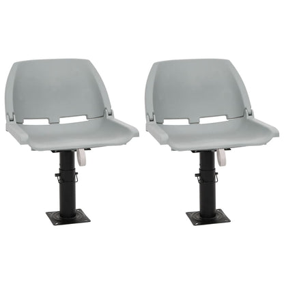 4 Piece Foldable Boat Seat Set No Pillow Grey 48x51x41 cm