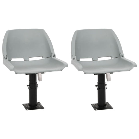4 Piece Foldable Boat Seat Set No Pillow Grey 48x51x41 cm