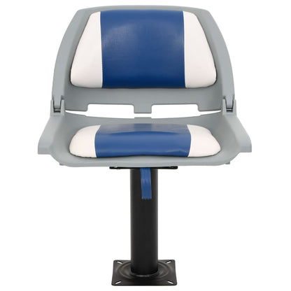 2 Piece Foldable Boat Seat Set Blue and White 48x51x41 cm