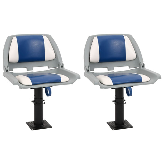 4 Piece Foldable Boat Seat Set Blue and White 48x51x41 cm