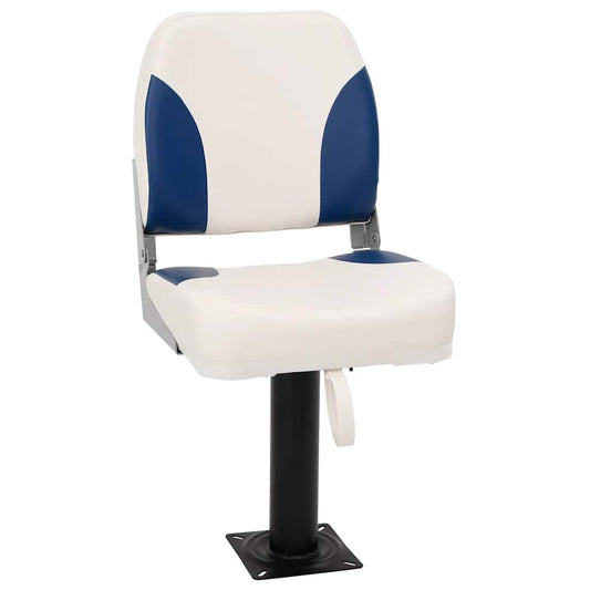 Foldable Boat Seat 1 Set Blue and White 41x36x48 cm