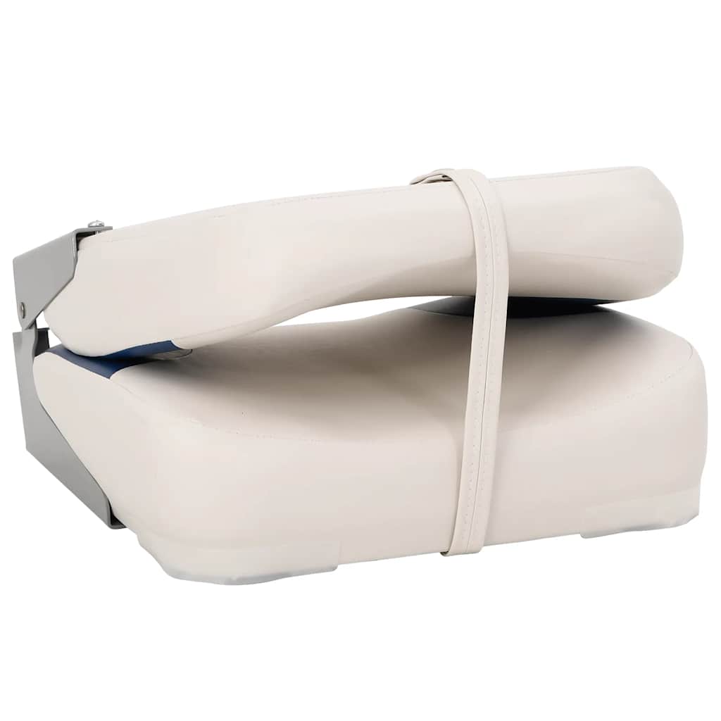 Foldable Boat Seat 1 Set Blue and White 41x36x48 cm