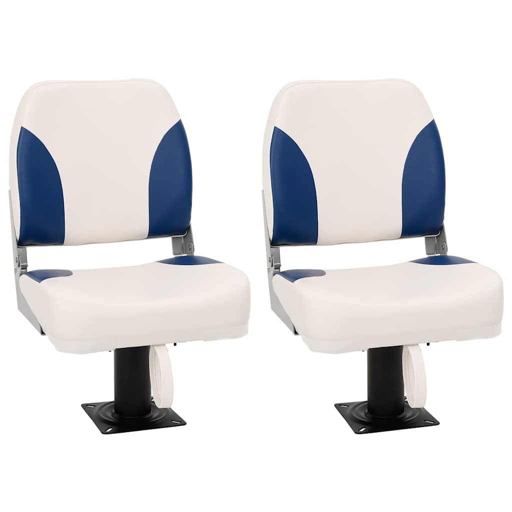 Foldable Boat Seat 2 Set Blue and White 41x36x48 cm