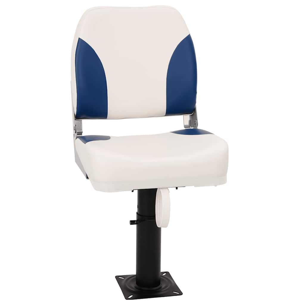 Foldable Boat Seat 2 Set Blue and White 41x36x48 cm