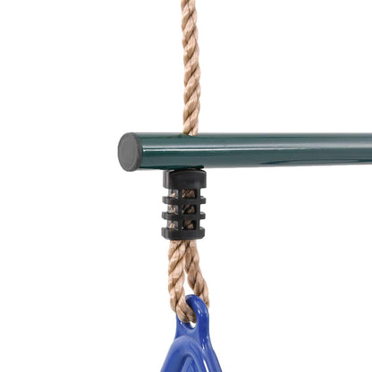 Trapeze Bar with Gym Rings for Kids Blue and Dark Green Steel