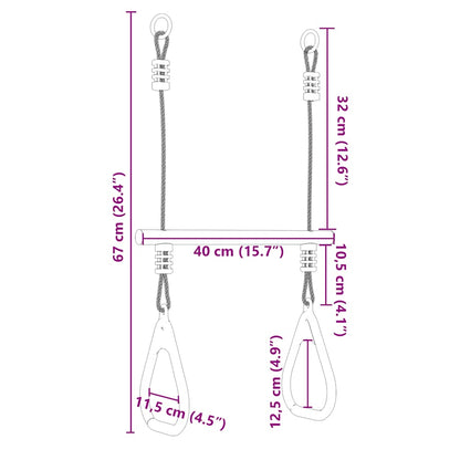 Trapeze Bar with Gym Rings for Kids Blue and Dark Green Steel