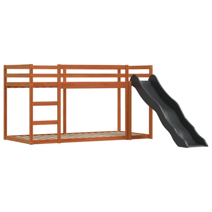 Bunk Bed without Mattress with Slide and Curtains Blue 90x200 cm