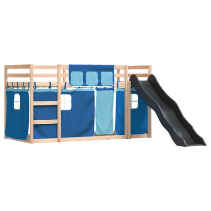 Bunk Bed without Mattress with Slide and Curtains Blue 80x200 cm