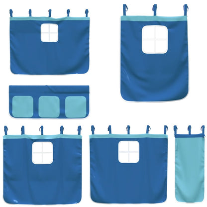 Bunk Bed without Mattress with Slide and Curtains Blue 80x200 cm