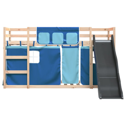 Bunk Bed without Mattress with Slide and Curtains Blue 80x200 cm