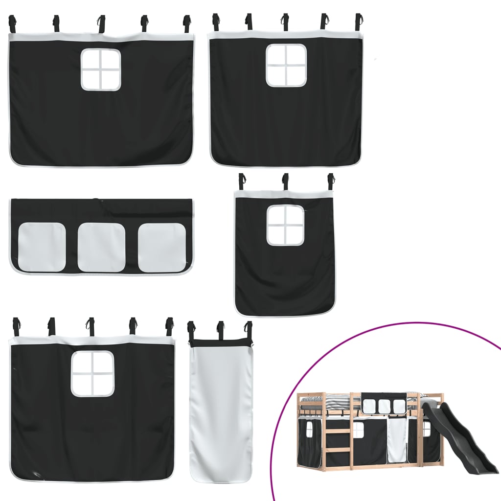 Bunk Bed without Mattress with Slide White and Black 90x190 cm Single
