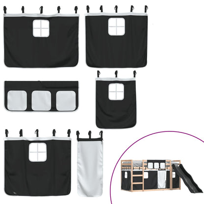 Bunk Bed without Mattress with Slide White and Black 90x190 cm Single