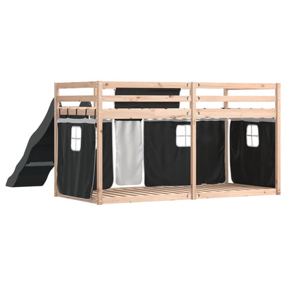 Bunk Bed without Mattress with Slide White and Black 90x190 cm Single