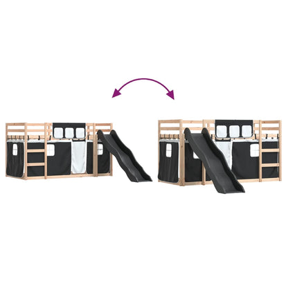 Bunk Bed without Mattress with Slide White and Black 90x190 cm Single