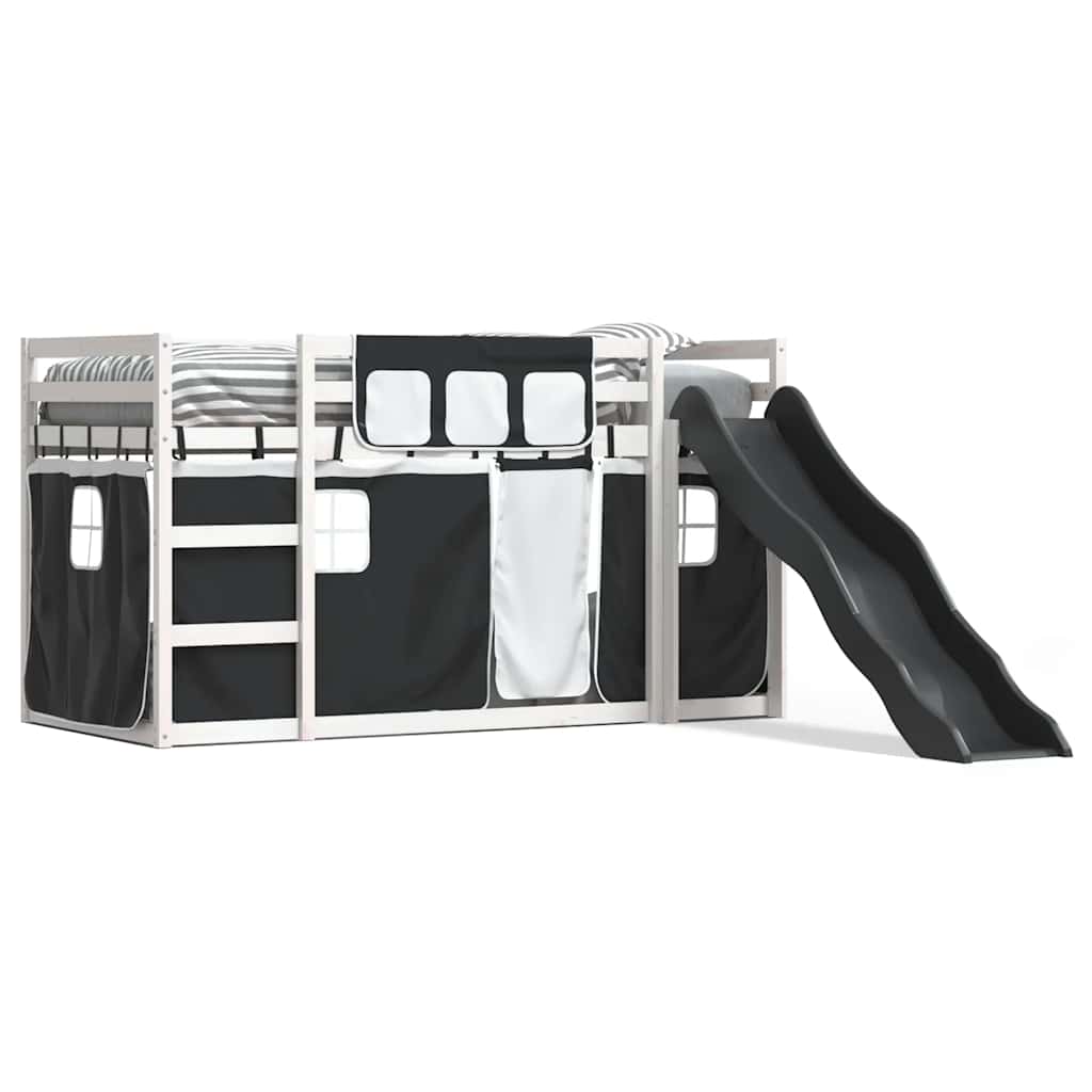 Bunk Bed without Mattress with Slide White and Black 90x190 cm Single