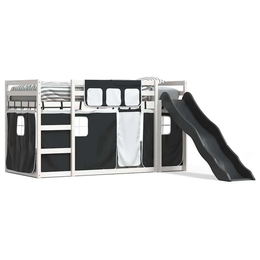 Bunk Bed without Mattress with Slide White and Black 90x190 cm Single