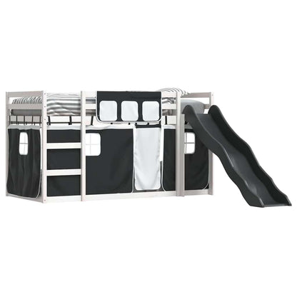 Bunk Bed without Mattress with Slide White and Black 90x190 cm Single