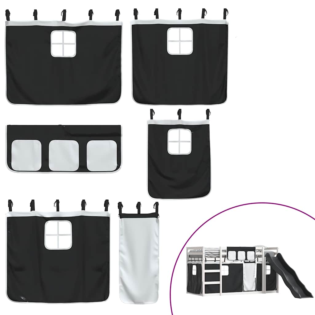 Bunk Bed without Mattress with Slide White and Black 90x190 cm Single