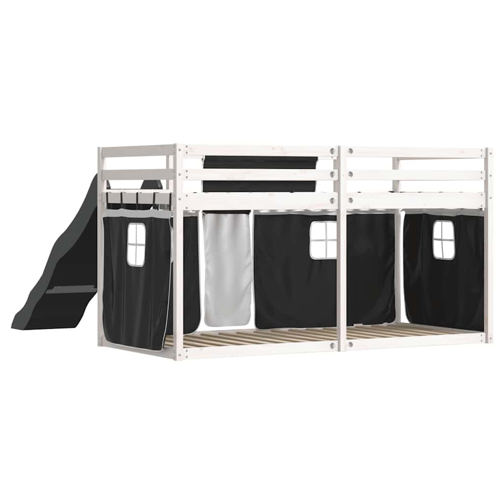 Bunk Bed without Mattress with Slide White and Black 90x190 cm Single