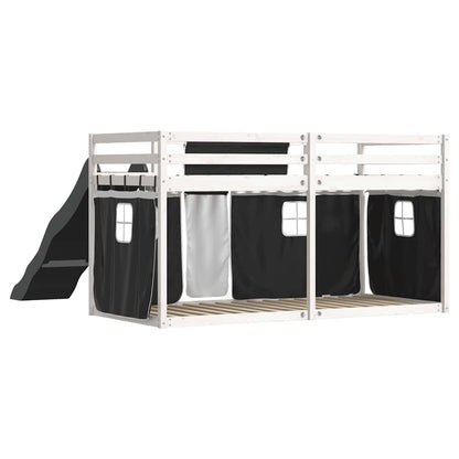 Bunk Bed without Mattress with Slide White and Black 90x190 cm Single