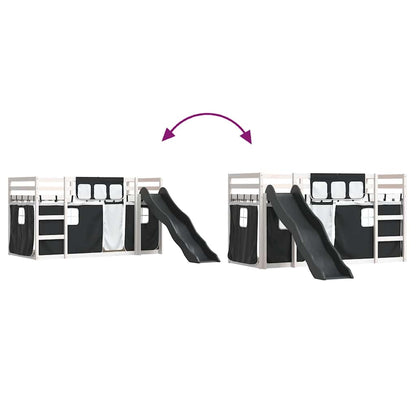 Bunk Bed without Mattress with Slide White and Black 90x190 cm Single