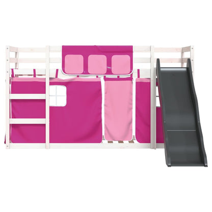 Bunk Bed without Mattress with Slide and Curtains Pink 90x190 cm Single