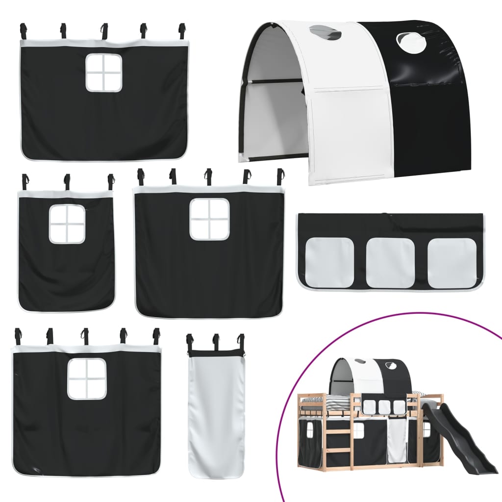 Bunk Bed without Mattress with Slide White and Black 80x200 cm