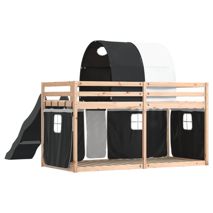 Bunk Bed without Mattress with Slide White and Black 80x200 cm