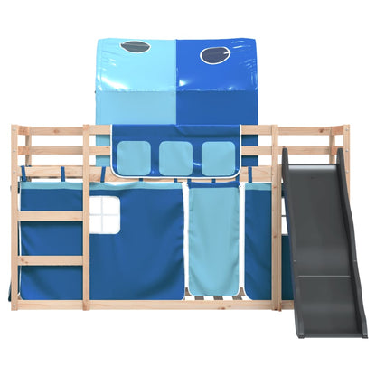 Bunk Bed without Mattress with Slide and Curtains Blue 80x200 cm