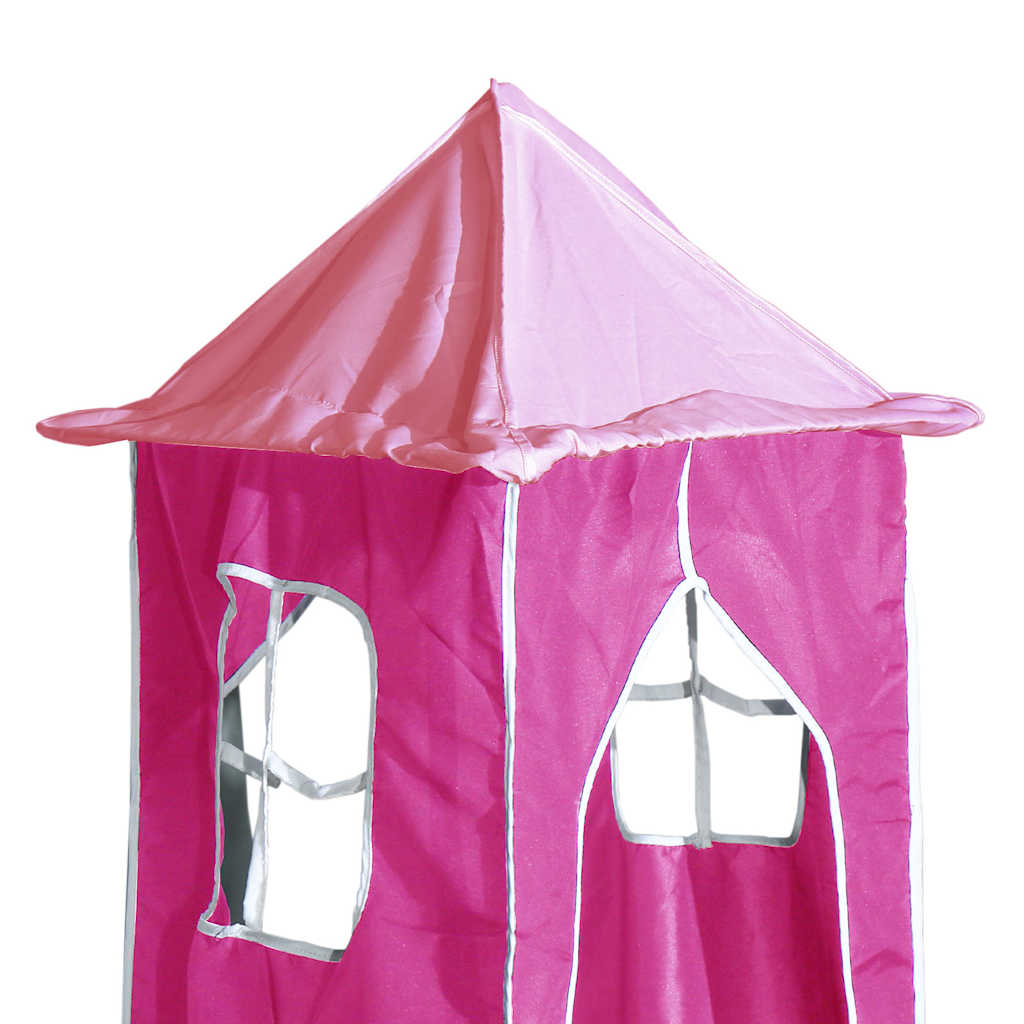 Bunk Bed without Mattress with Slide and Curtains Pink 90x200cm