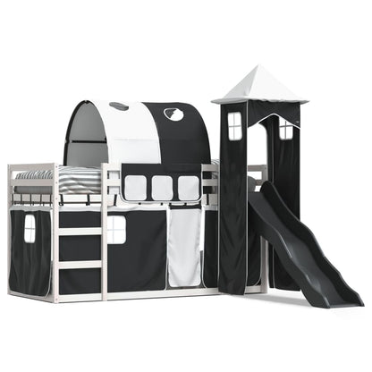 Bunk Bed without Mattress with Slide White and Black 80x200 cm
